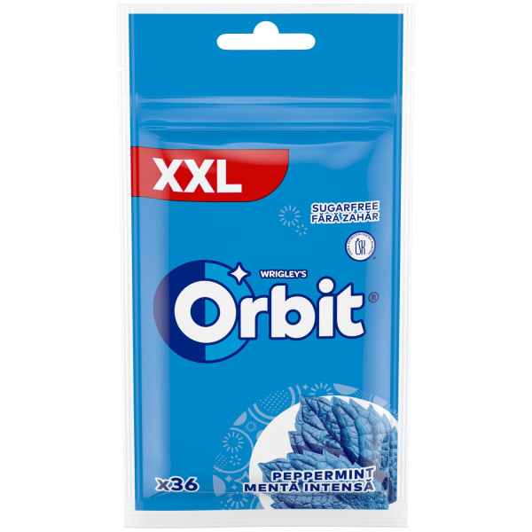 ŽUVAČKY ORBIT PEPPERMINT 50g VRECKO DRAŽÉ MODRÉ